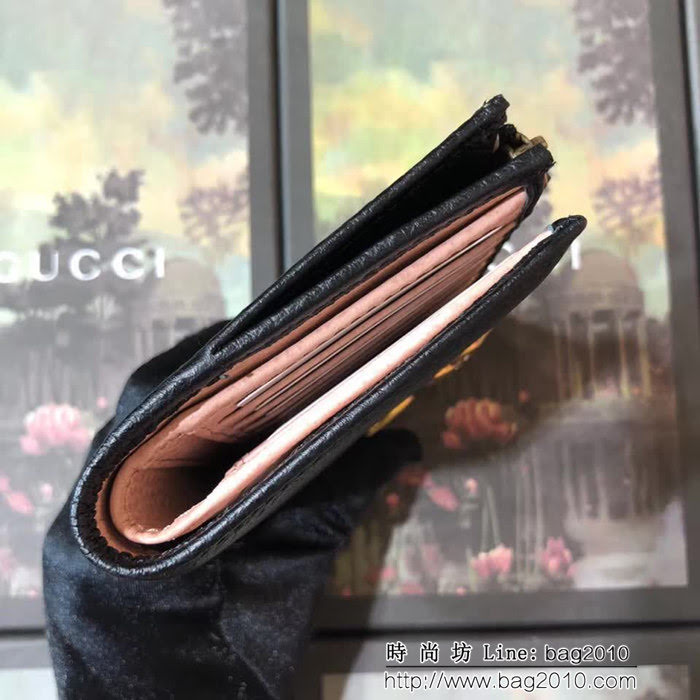 GUCCI古馳 頂級原單 早秋新品 雙色牛皮 女士拉鏈皮夾 524300 黑配粉 WTG2061